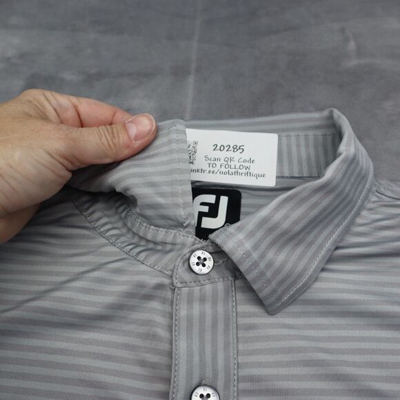 Foot Joy Shirt Mens XXL Gray Striped Polo FJ Golf Golfing Athletic Performance - Picture 6 of 16